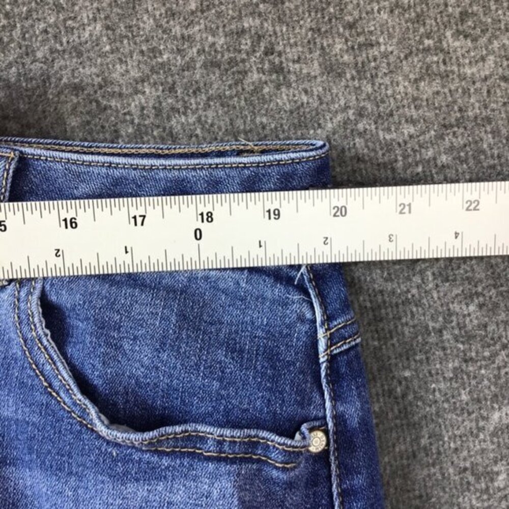 Denim Skirt Sz 18‎ Patchwork Distressed - Picture 3 of 7